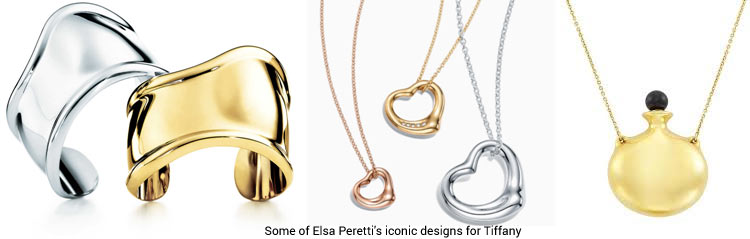 Some of Elsa Peretti's iconic designs for Tiffany